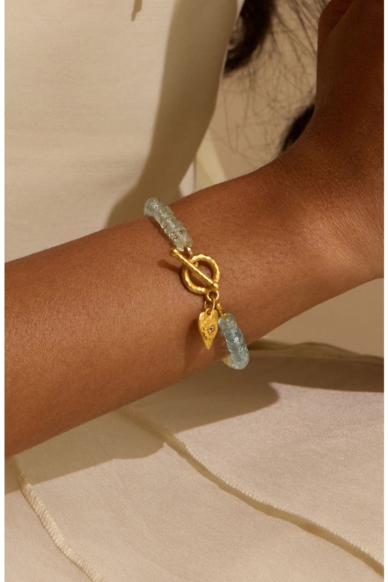 Tranquil Spirit Aquamarine Heart Toggle Bracelet, Alternate, color, Gold