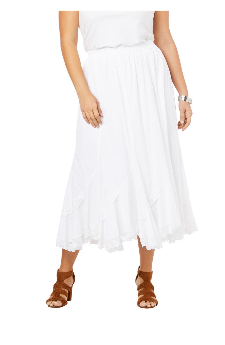 Roaman's Plus Size French Skirt, Main, color, White
