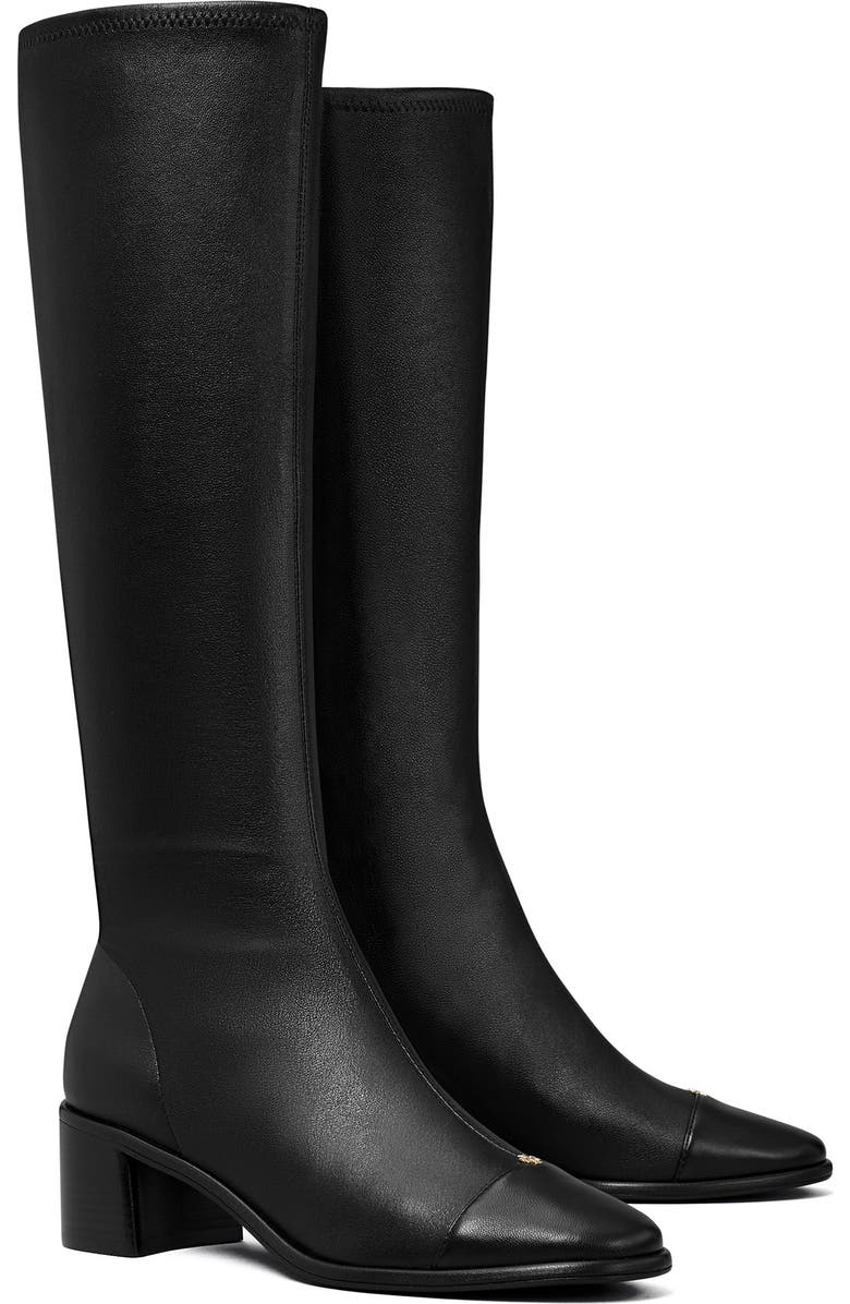 Tory Burch Cap Toe Knee High Boot, Main, color, Perfect Black