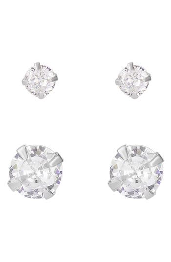 Adornia Fine Set Of 2 Assorted Solitaire Crystal Stud Earrings
