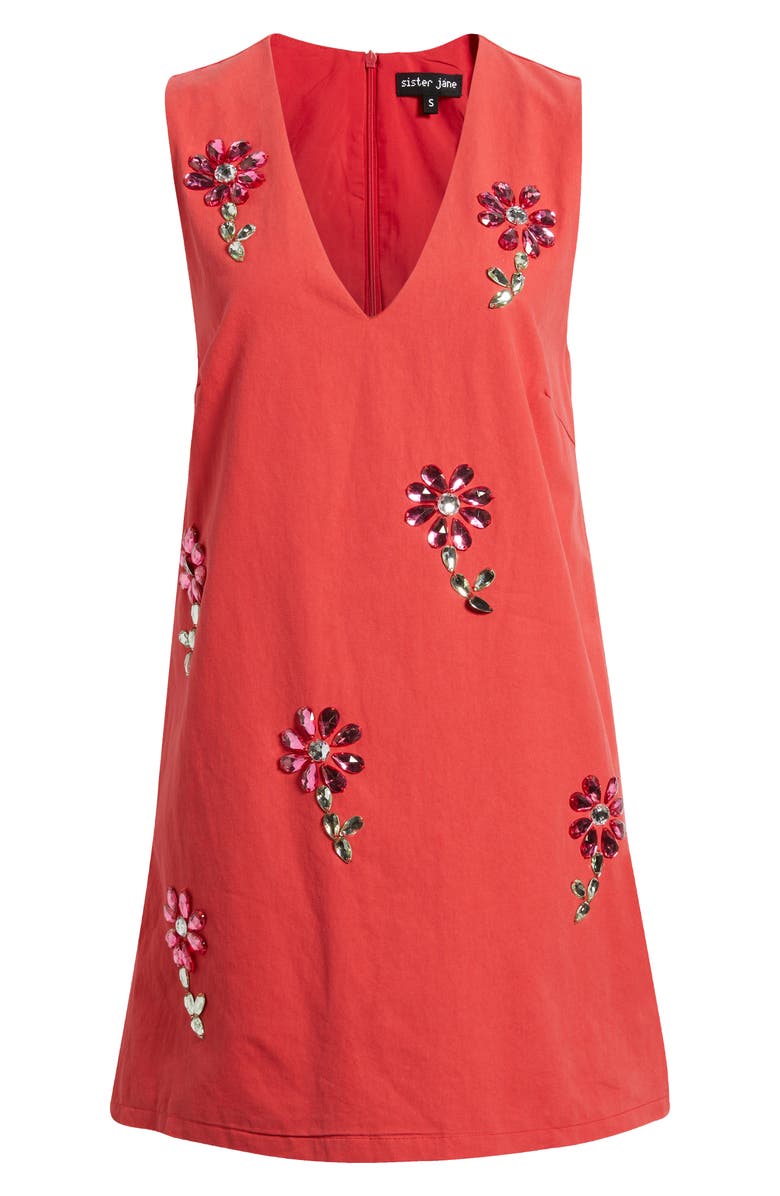 Sister Jane Field Crystal Cotton Minidress, Alternate, color, Red