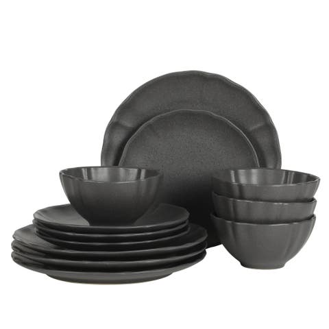 Vista Rossio 12-Piece Scalloped Edge Stoneware Dinnerware Set