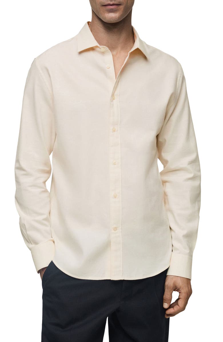 MANGO Slim Fit Flannel Button-Up Shirt, Main, color, 