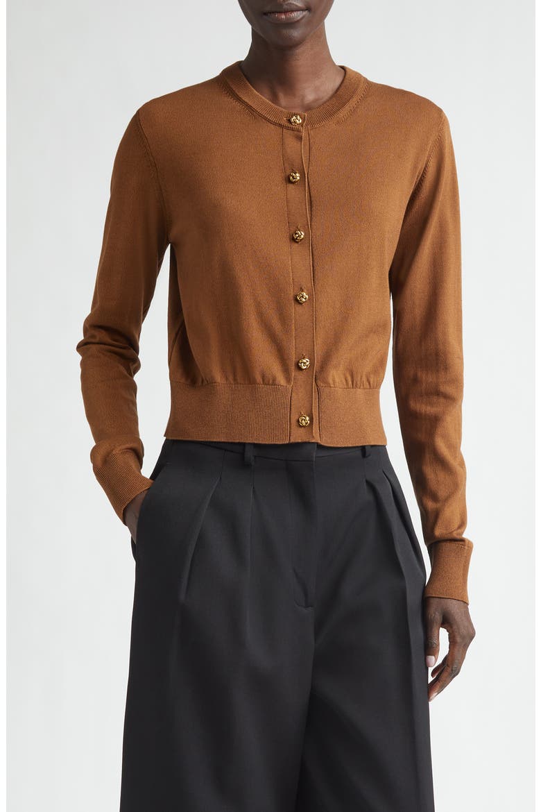Maddox Cotton & Silk Cardigan, Main, color, TOFFEE