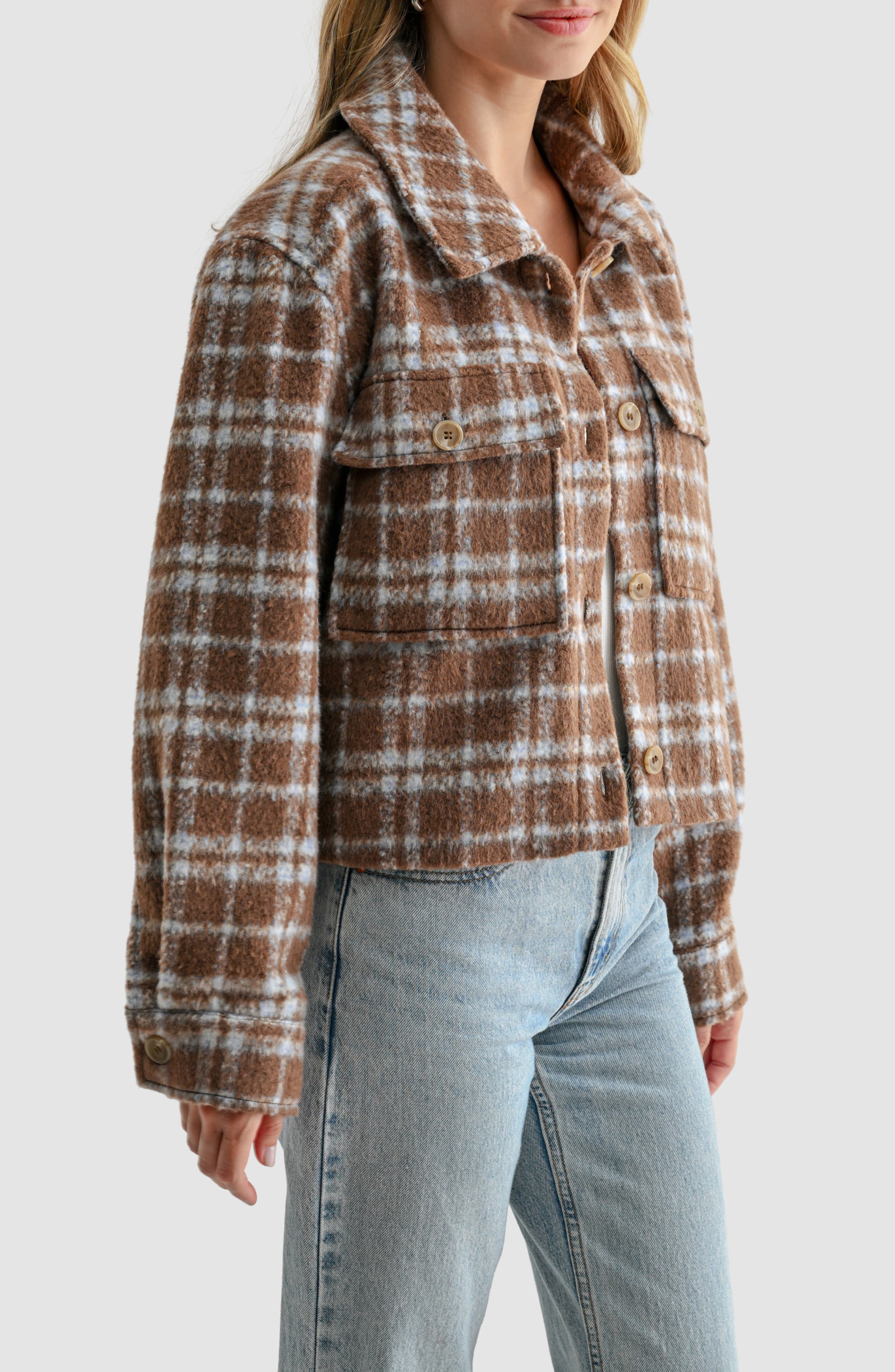 Lush Plaid Pocket Detail Jacket (Women) | Nordstromrack