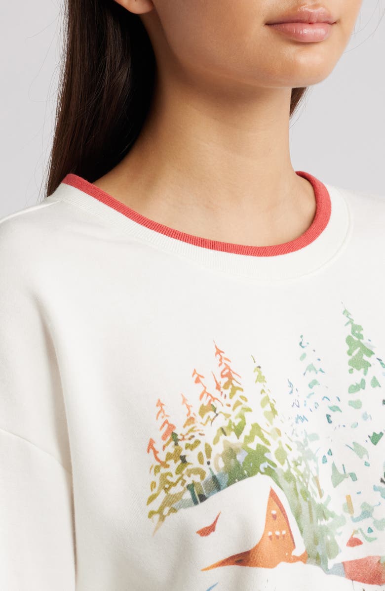GOLDEN HOUR Let It Snow Graphic Sweatshirt, Alternate, color, Washed Marshmallow/ Cranberry