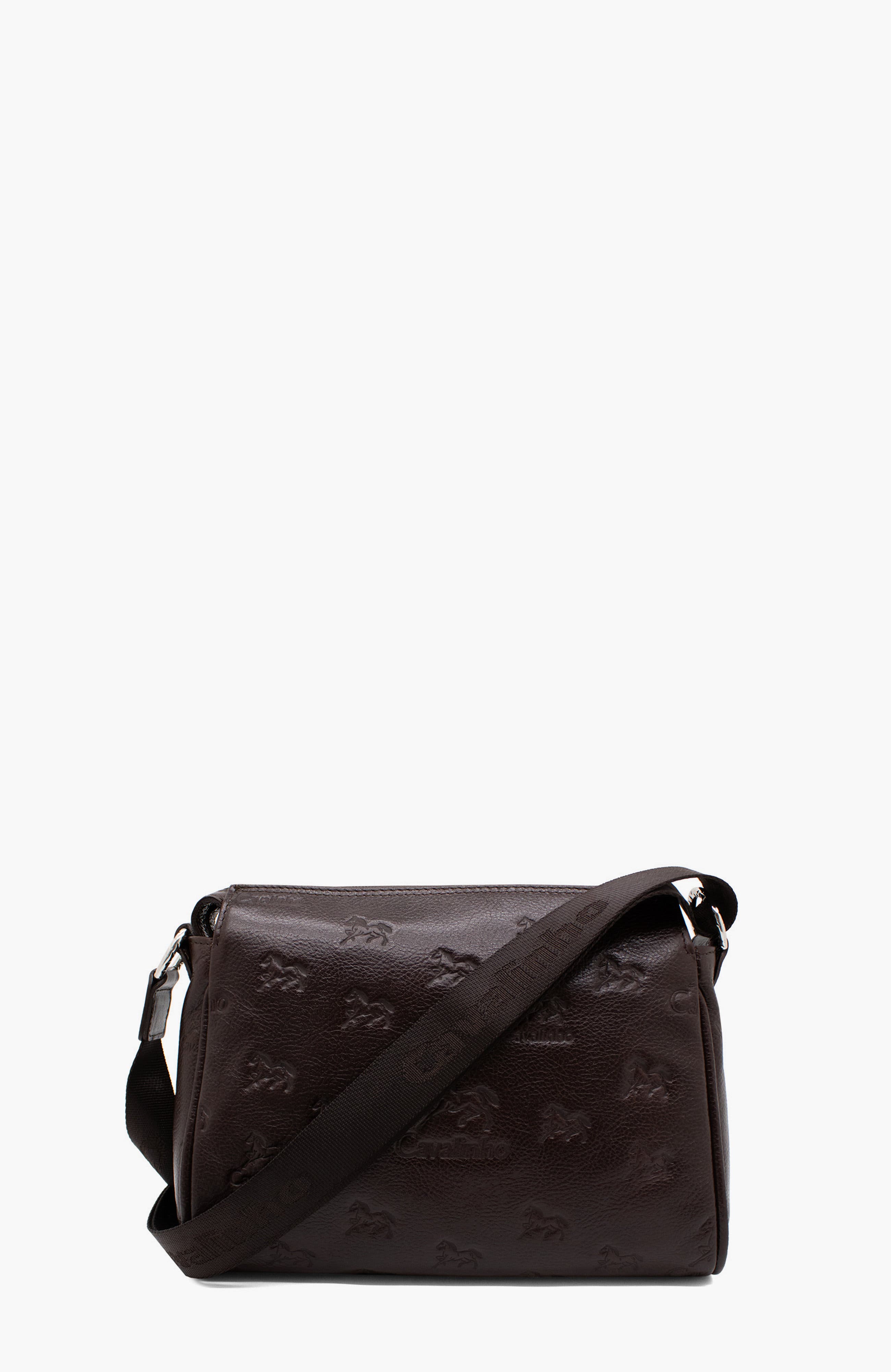 Cavalo Lusitano Embossed Leather Crossbody Bag 373, Alternate, color, Brown