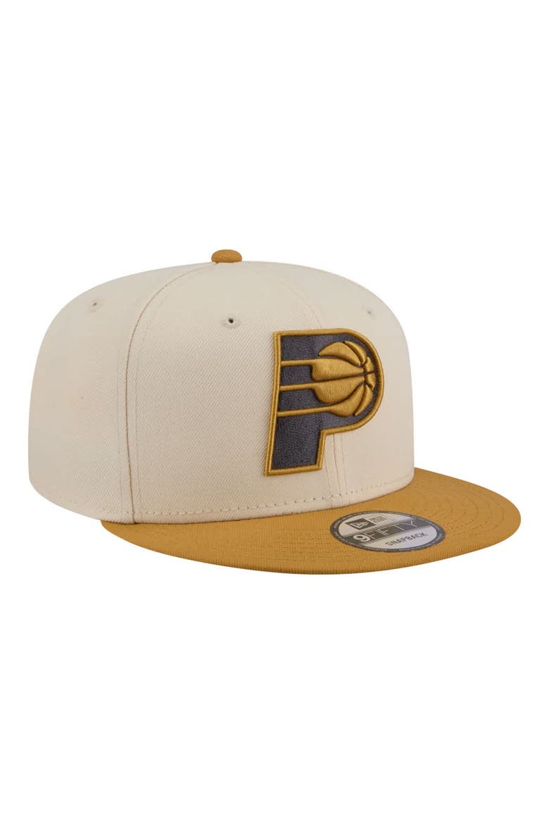 Men's New Era  Cream/Tan Indiana Pacers Two-Tone Color Pack 9FIFTY Snapback Hat, Alternate, color, Cream