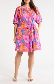 SUGARLIPS Floral Print Belted Minidress