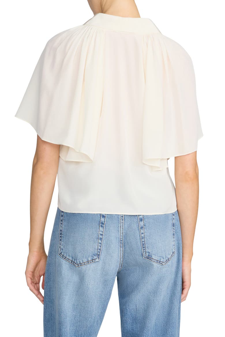 Gala Silk Short Sleeve Shirt, Alternate, color, CREAM