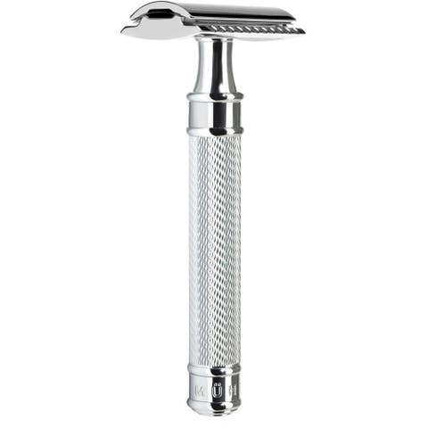 Traditional Large Chrome Safety Razor - Closed Comb
