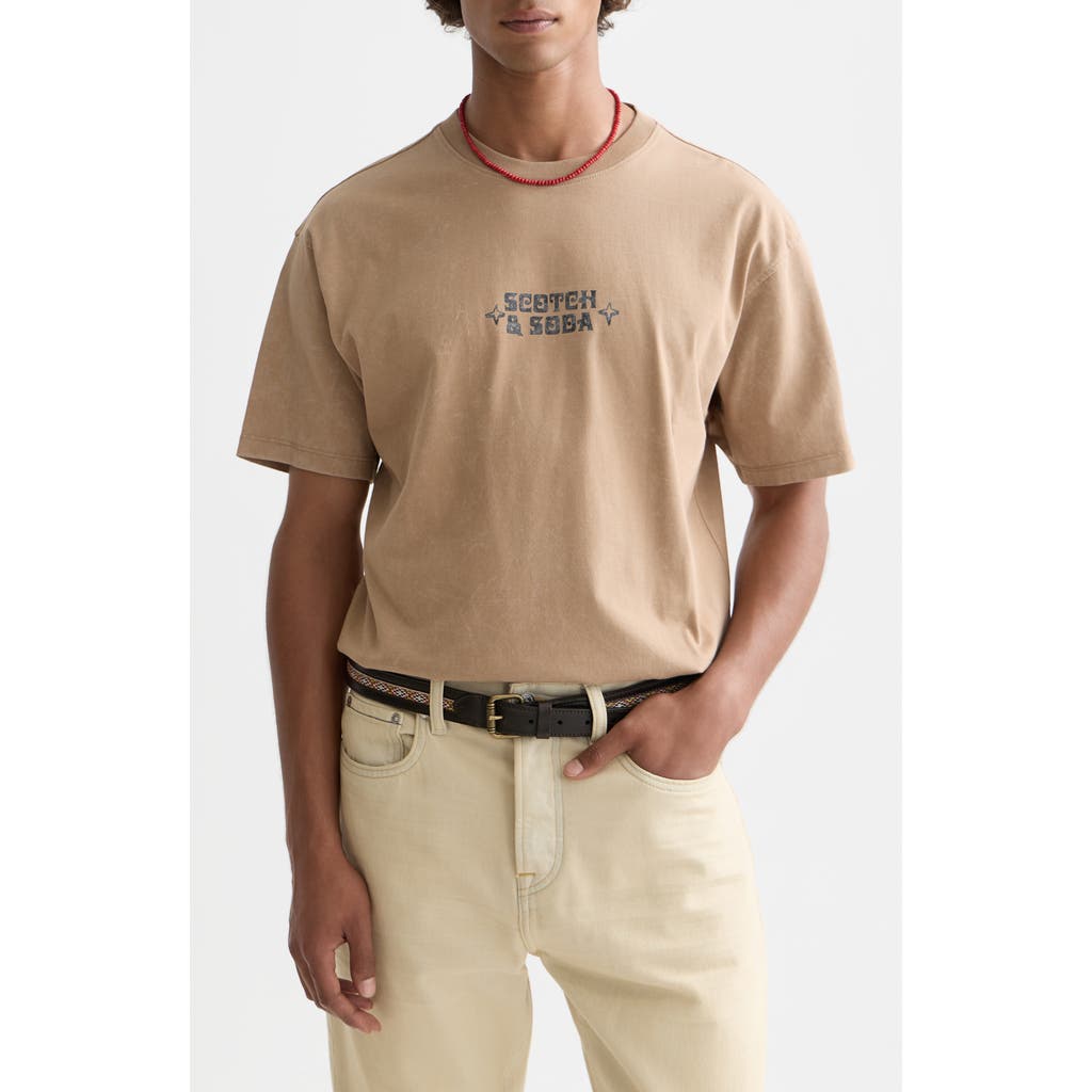 Scotch & Soda Oversize Logo Cotton Graphic T-shirt In Brown