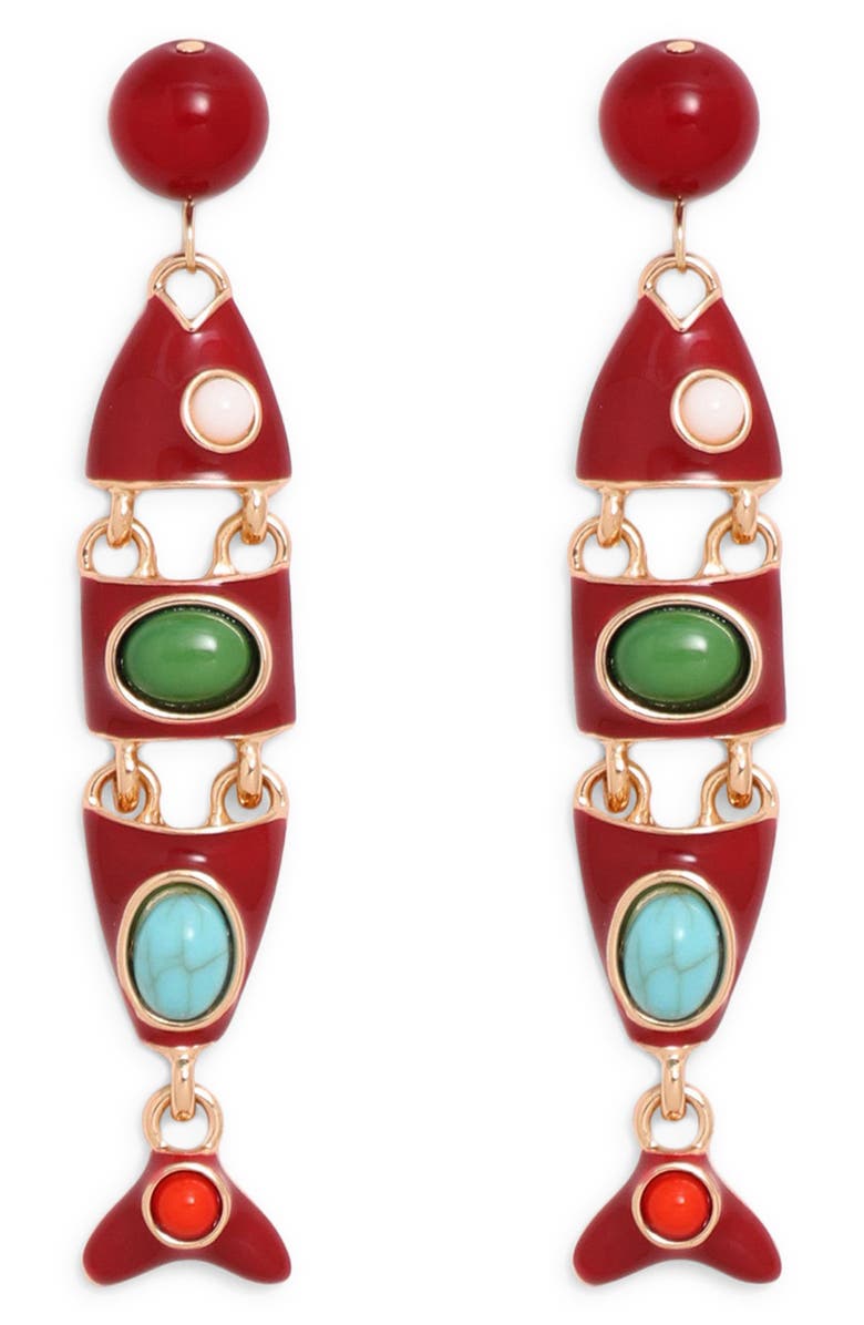 Petit Moments Gwenna Fish Drop Earrings, Main, color, Red