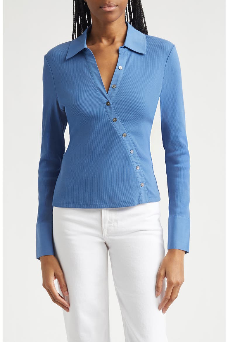 Brenner Stretch Cotton Rib Top, Main, color, BLUE COAST