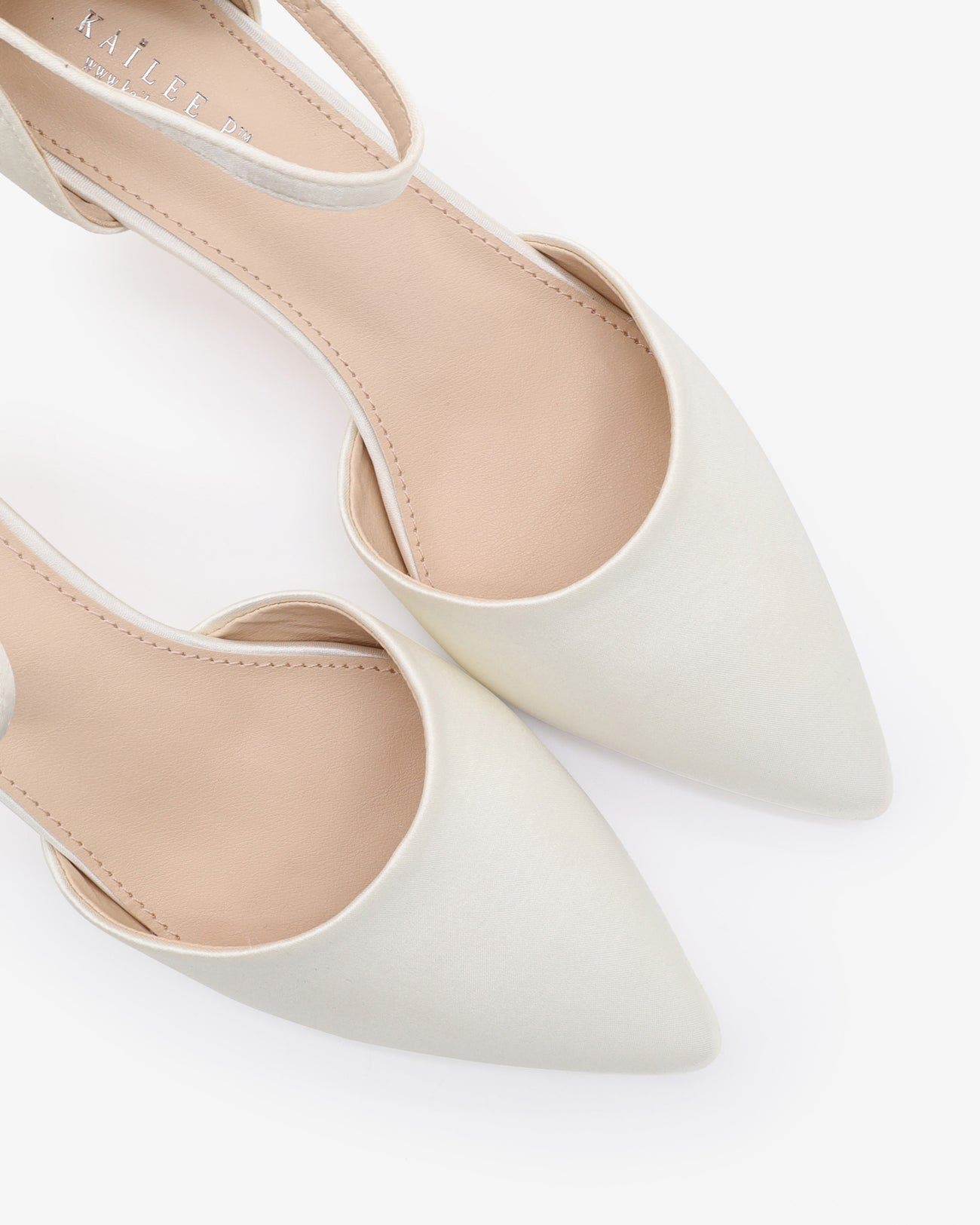 Farah Satin Pointed Toe Kitten Heel, Alternate, color, Ivory