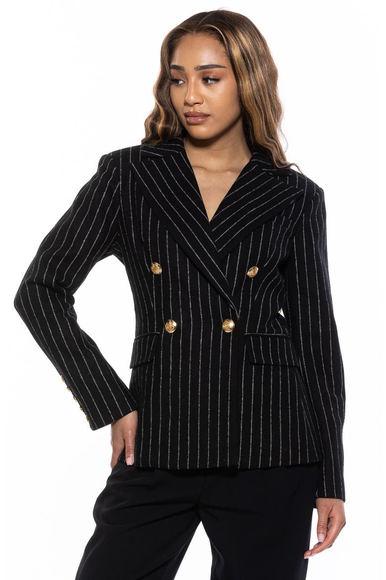 Double Breasted Blazer, Alternate, color, BLACK STRIPE