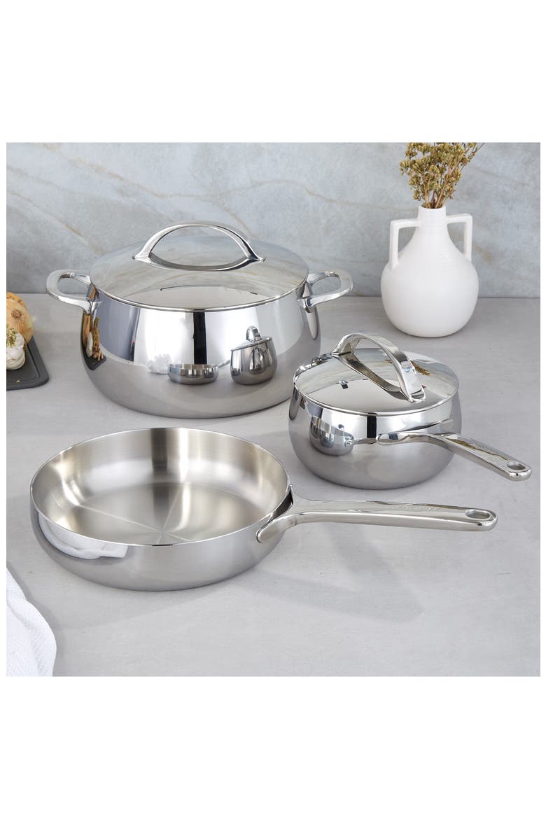 Belly Tri-Ply Stainless Steel Skillet, Alternate, color, STELLAR