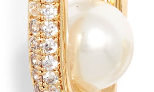 Nordstrom Set Of 3 Assorted Freshwater Pearl Huggie Hoop Earrings In Gold