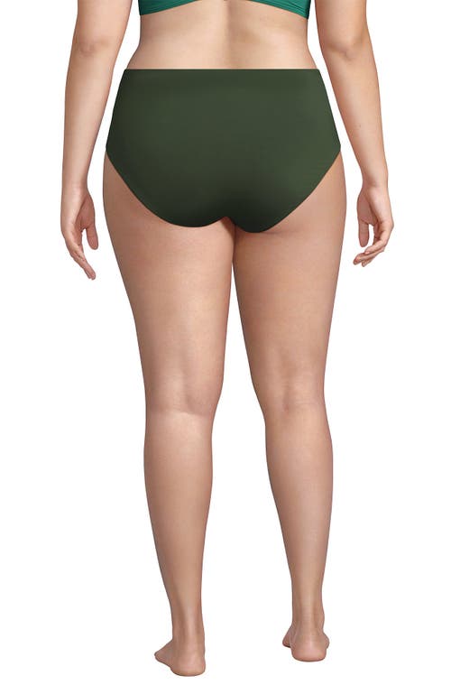 Lands' End Plus Size Mid Rise Classic Bikini Bottoms In Rich Olive Green