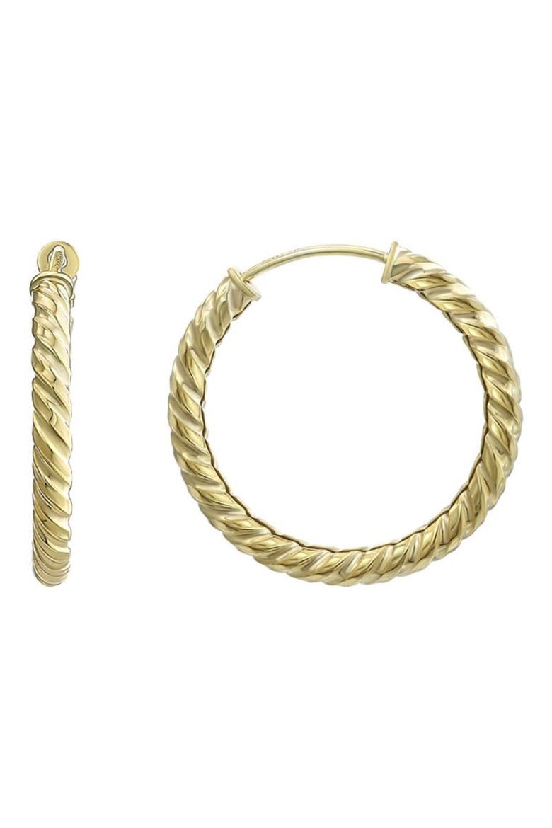 14K Yellow Gold Twisted Hoop Earrings, Main, color, GOLD