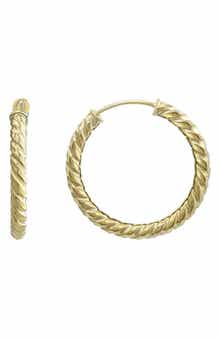 14K Yellow Gold Twisted Hoop Earrings