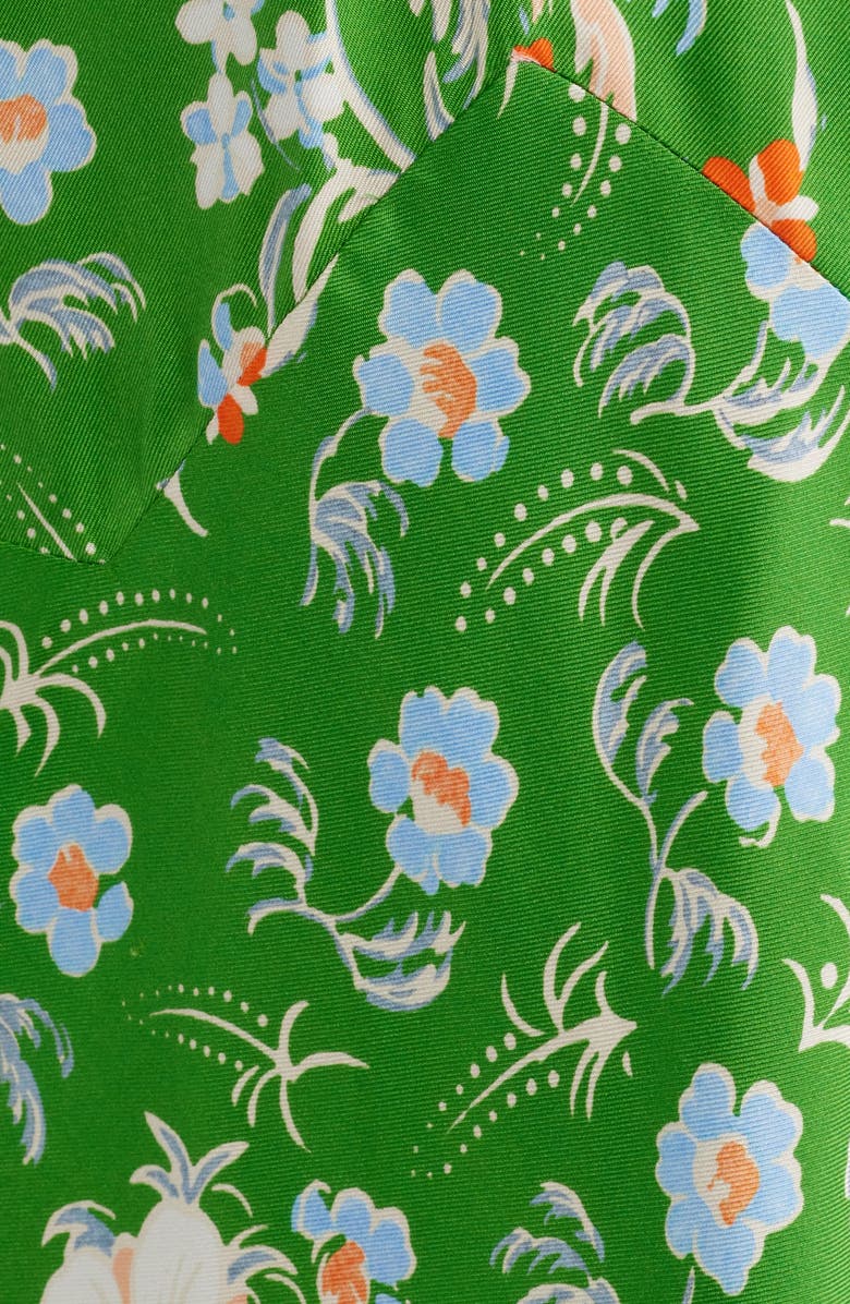 DÔEN Mazarin Floral Silk Blend Halter Minidress, Alternate, color, Emerald Hollyhock Hills