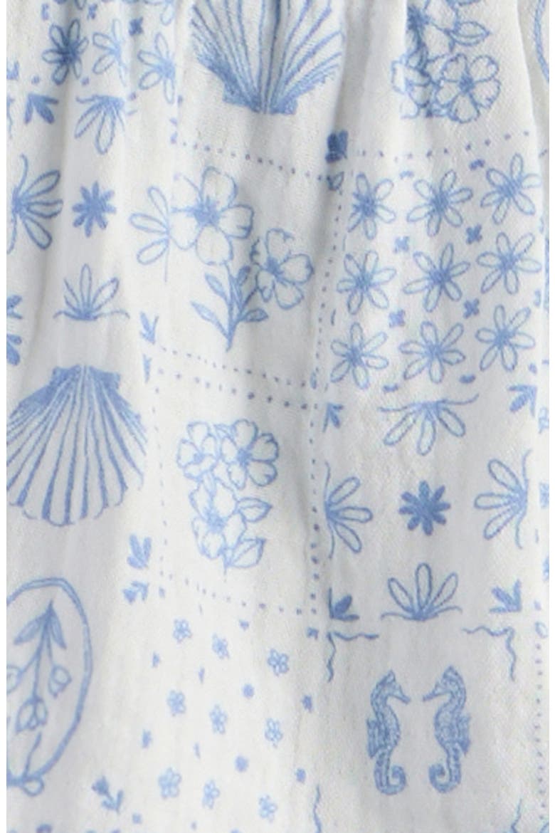 Cotton Mixed Print Top & Shorts Set, Alternate, color, IVORY - BLUE PAINTED TILES