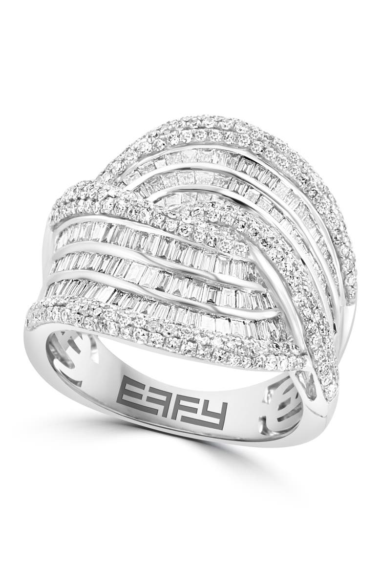 Ribbon Pavé Diamond Cocktail Ring in White Gold, Main, color, Hematite and FW Blush Pearl