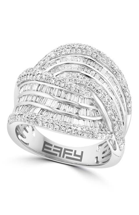 Ribbon Pavé Diamond Cocktail Ring in White Gold