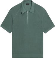 Theory Tactile Cotton Quarter Zip Polo