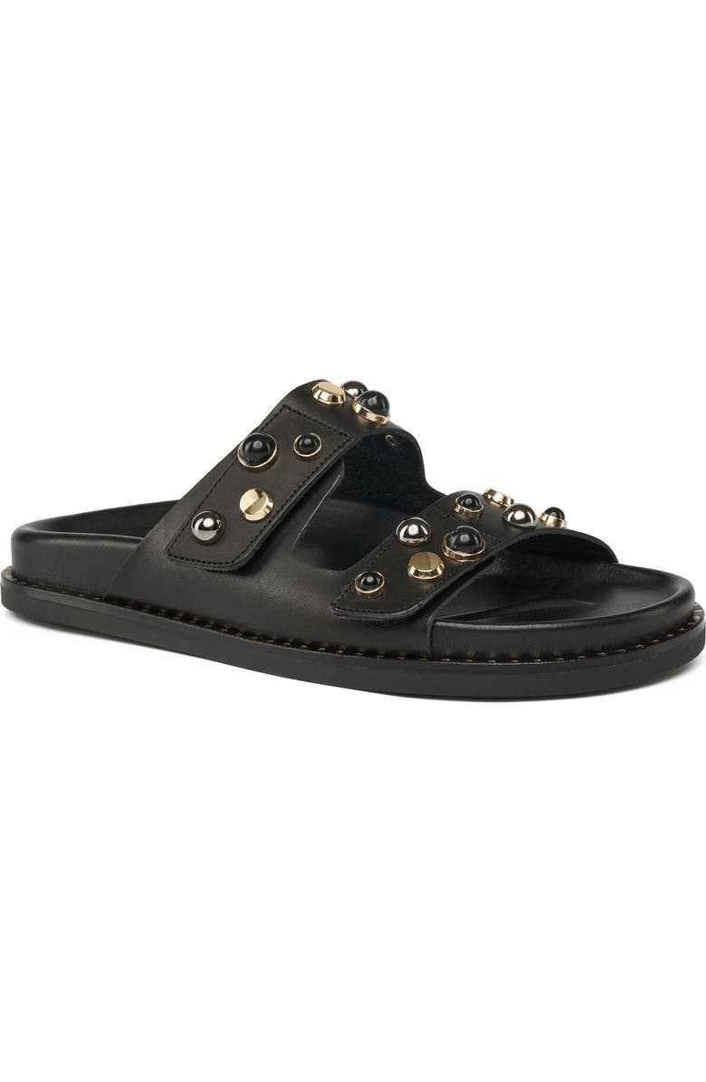 Grace Footwear Alyson Leather Embellished Slide Sandal, Main, color, Black