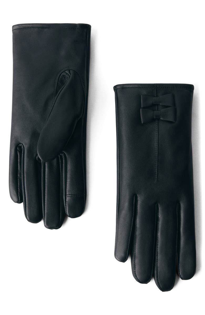 MANGO Leather Bow Gloves, Main, color, 