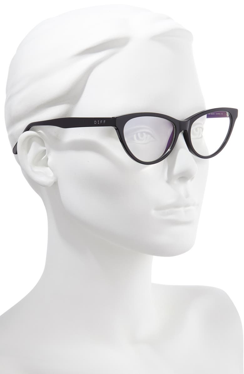 DIFF Marley 53mm Blue Light Blocking Cat Eye Glasses, Alternate, color, 