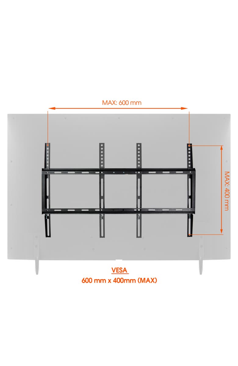 Megamounts Fixed Wall Mount with Bubble Level for 32-70in LCD, LED, and Plasma Screens, Alternate, color, Black