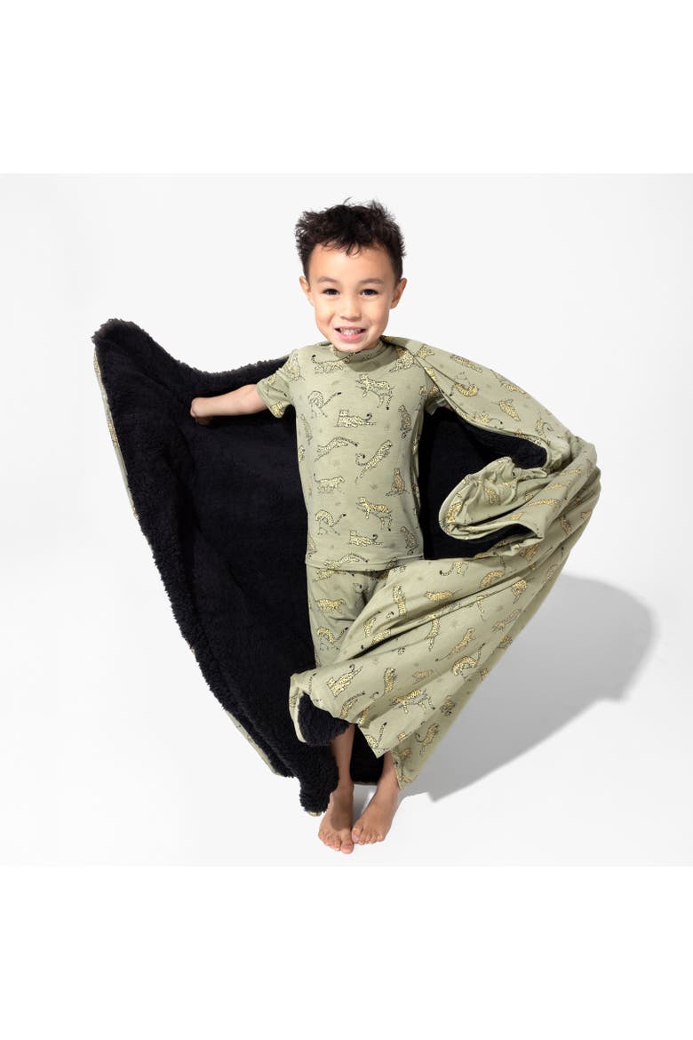 Sage & Spots Leopard Kids 2-Piece Short Sleeve & Shorts Pajama Set, Alternate, color, Sage & Spots Leopard