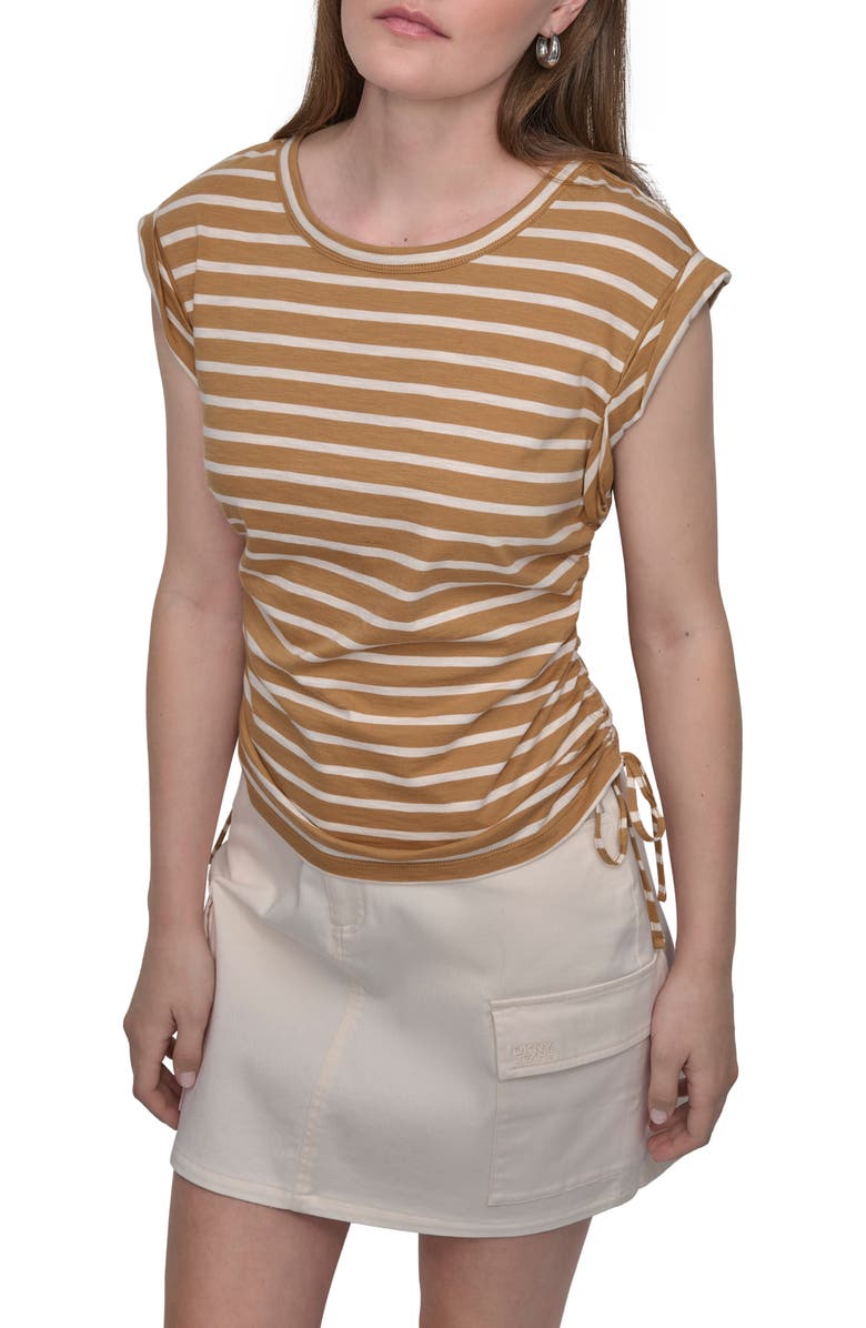 DKNY Jeans Ruched Knit Top, Main, color, Whiskey/ Eggnog