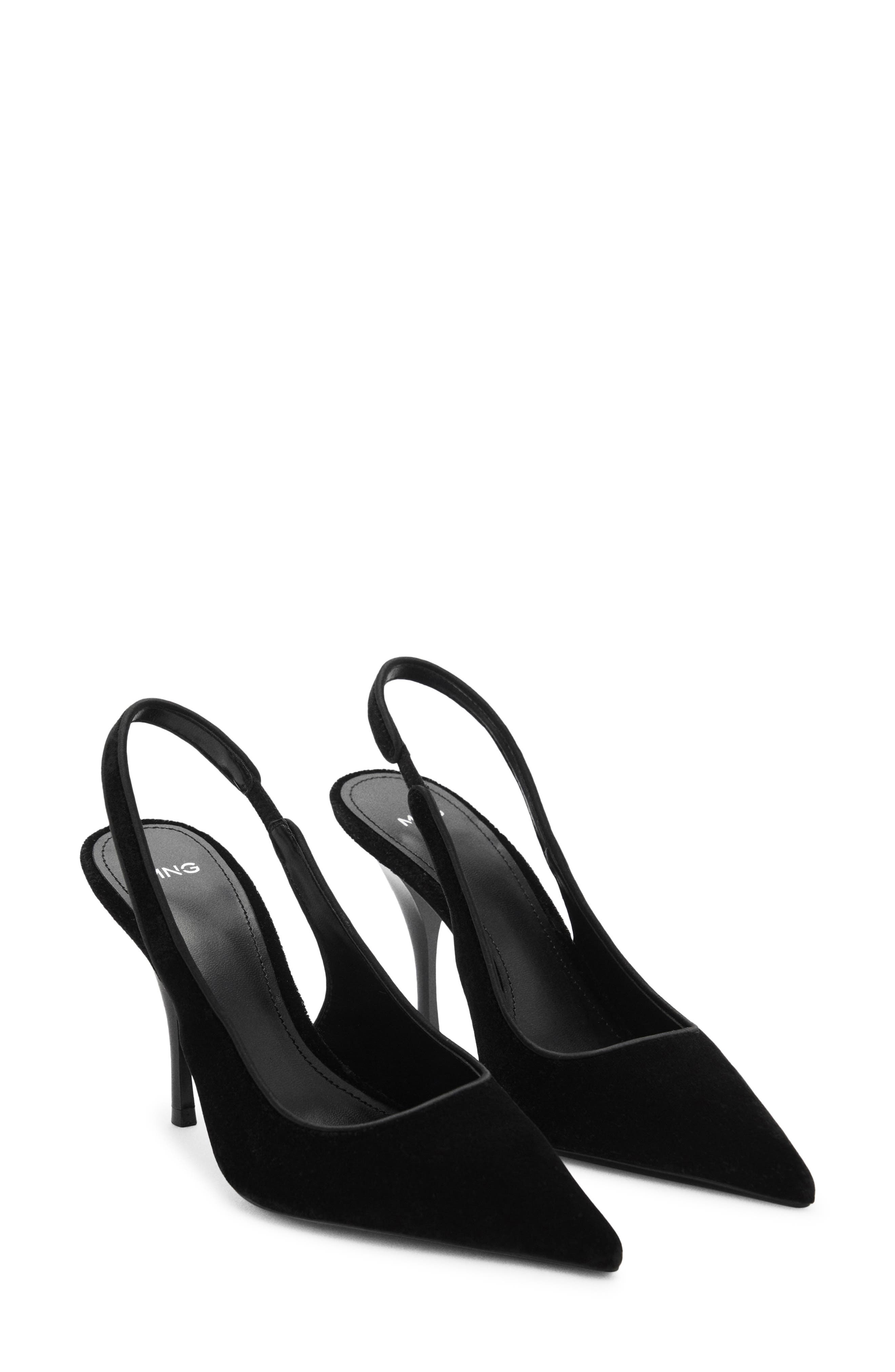 MANGO Velvet Pointed Toe Slingback Pump, Main, color, 