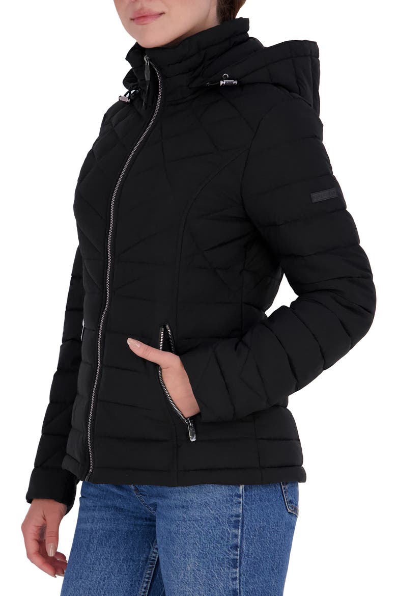 Stretch Puffer Jacket, Alternate, color, BLACK