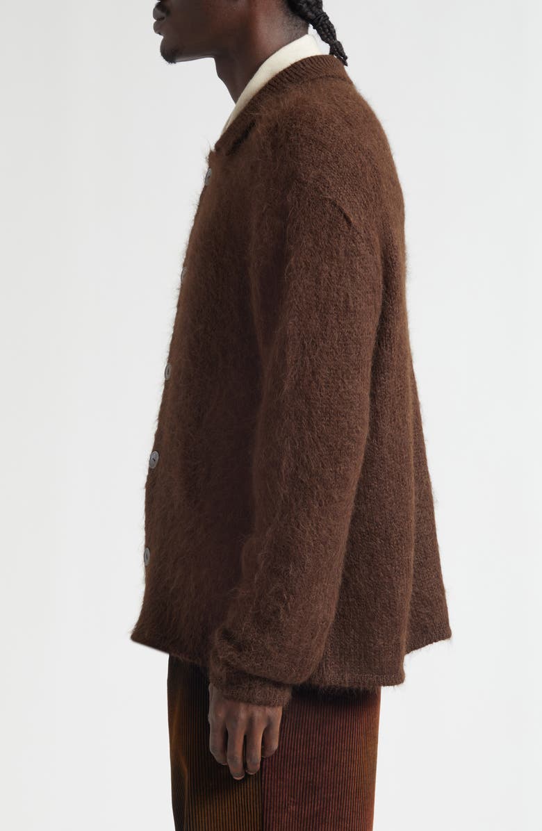 The Elder Statesman Thistle Alpaca Blend Cardigan, Alternate, color, Wenge