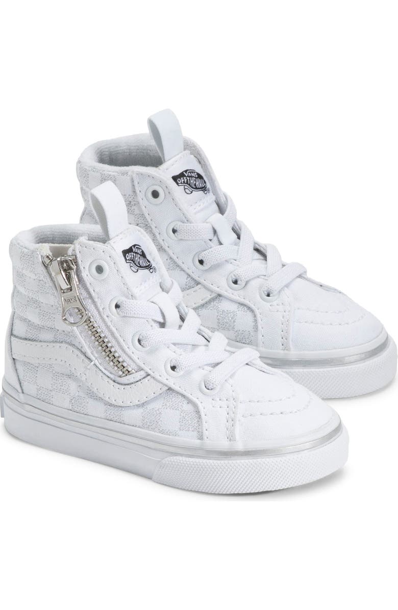 Vans Kids' Sk8-Hi Reissue Side Zip Sneaker, Main, color, Metallic Checkrbrd Silver