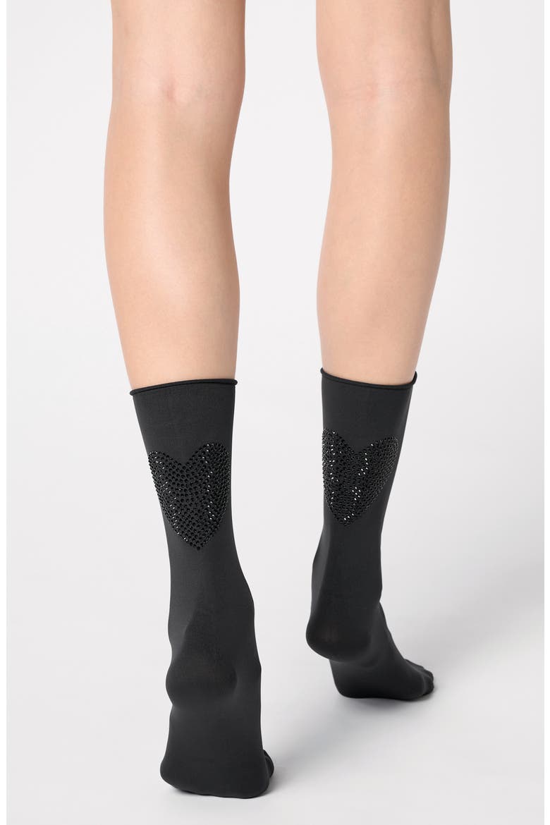 Charm Crew Socks, Main, color, BLACK