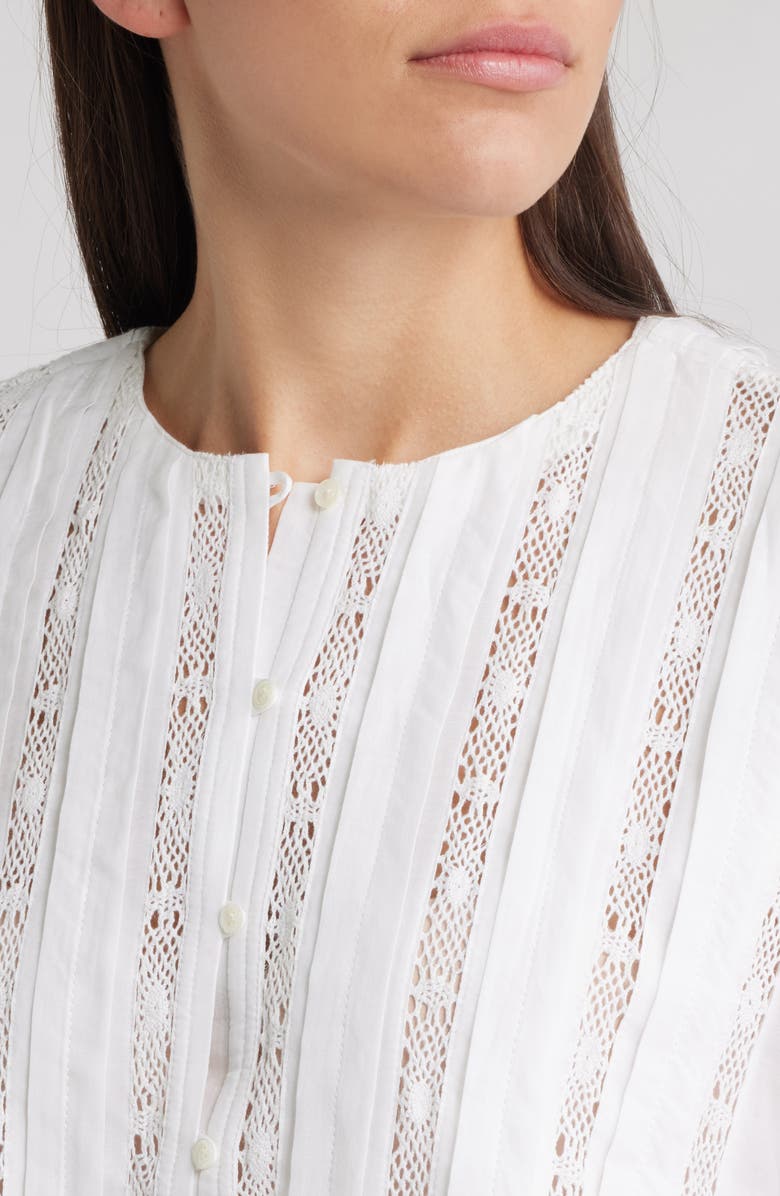 Madewell Bobbi Lace Trim Peplum Top, Alternate, color, 