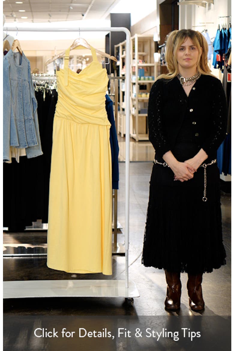 Emalia Asymmetric Halter Cotton Maxi Dress video