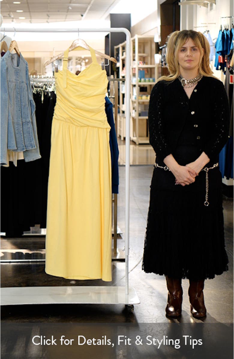 Emalia Asymmetric Halter Cotton Maxi Dress, sales video thumbnail
