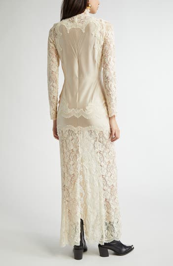 Long Sleeve Lace & Jersey Dress