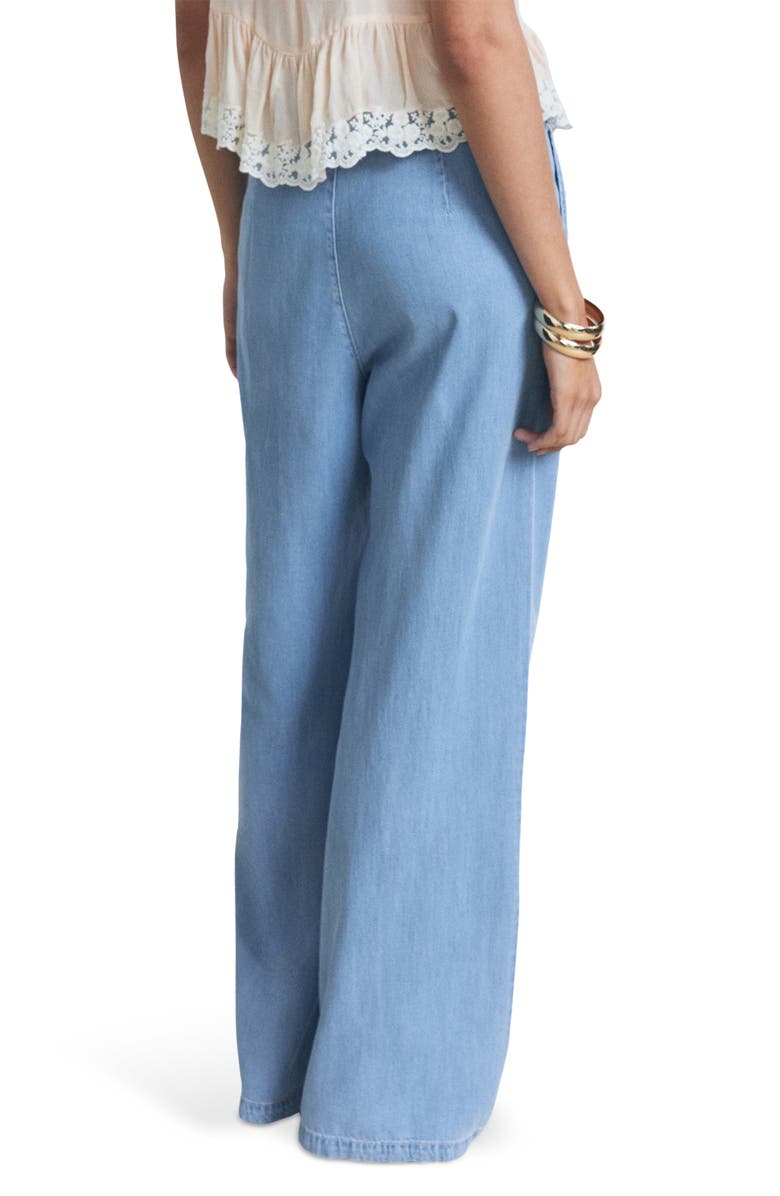 MANGO Pleated Wide Leg Pants, Alternate, color, Light Blue