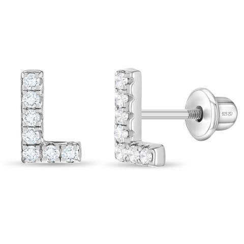 Cubic Zirconia Letter Initial Earrings