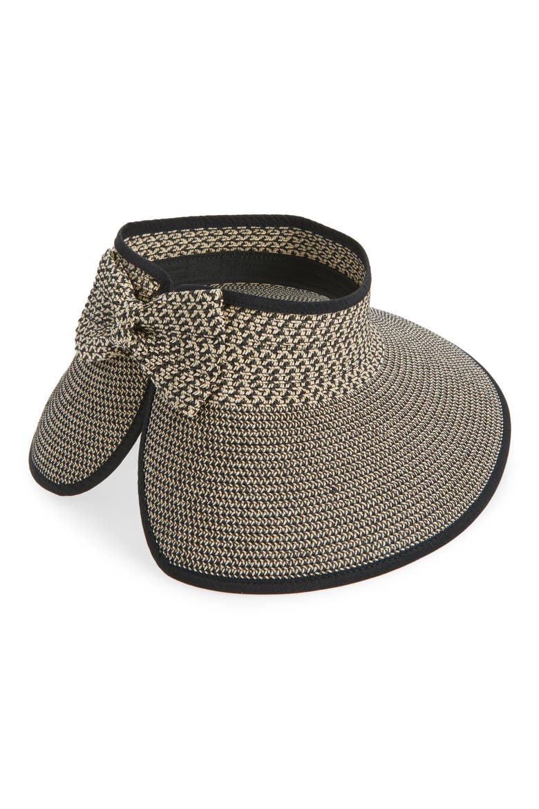 Back Bow Straw Visor, Alternate, color, NATURAL BLACK