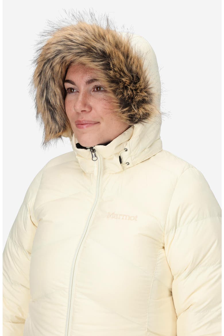 Montreaux 700 Fill Power Down Hooded Coat with Faux Fur Trim, Alternate, color, PAPYRUS