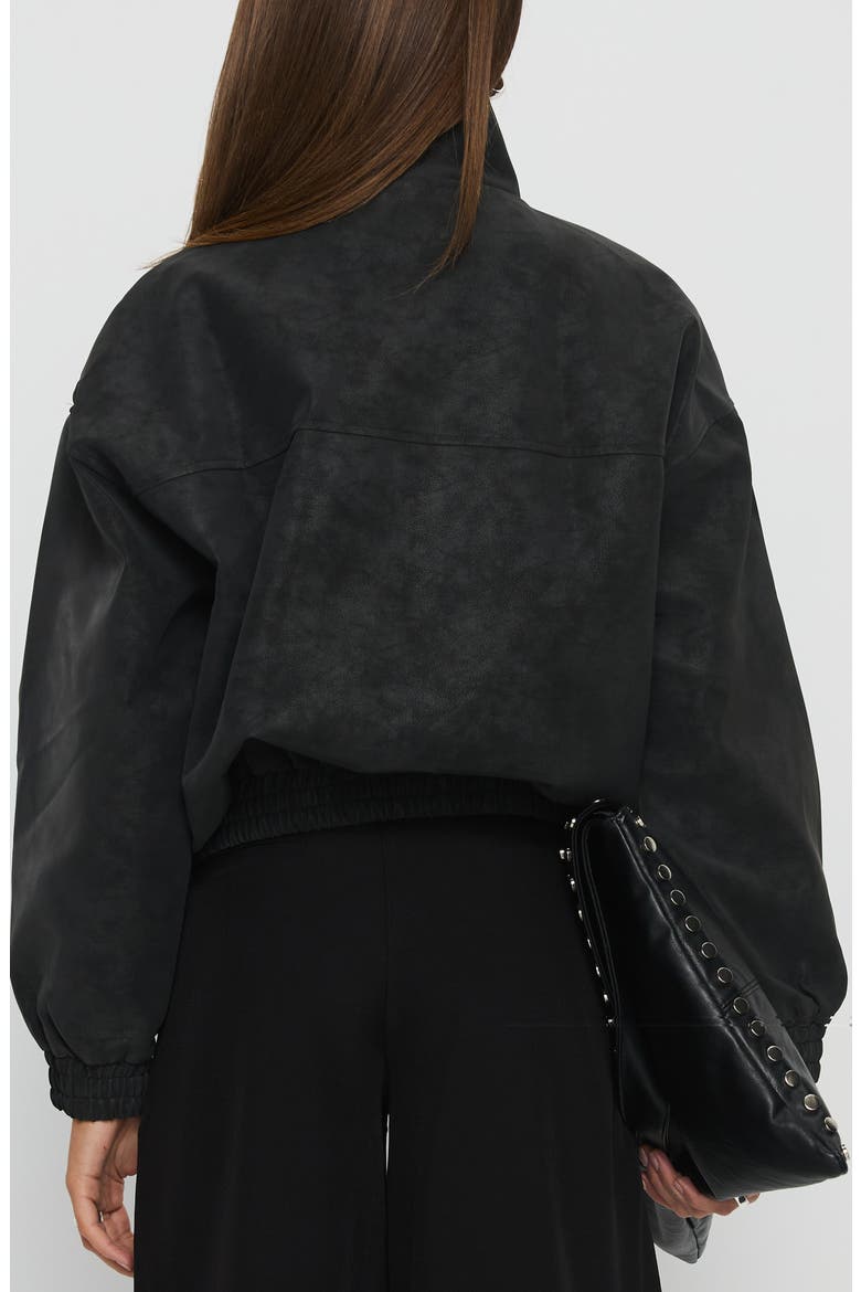 Ellissa Faux Suede Bomber Jacket, Alternate, color, BLACK